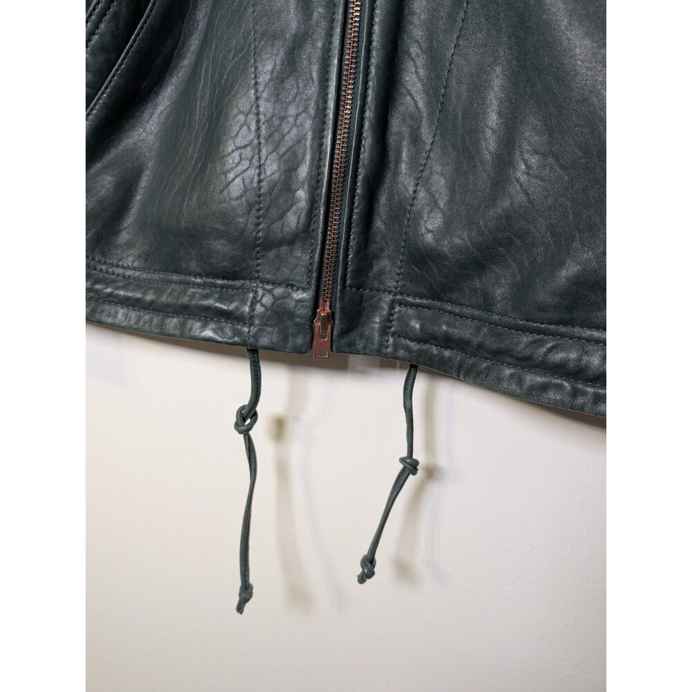 J.Crew Collection Green Leather Jacket 4 Quiet Luxury Moto Zip - Picture 10 of 12